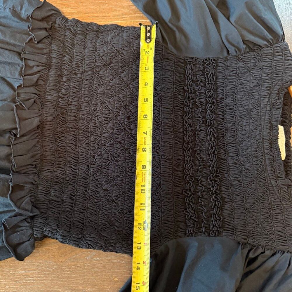 Ulla Johnson Amelia smocked‎ cotton-jersey and poplin blouse in black Size 6 - Picture 8 of 8
